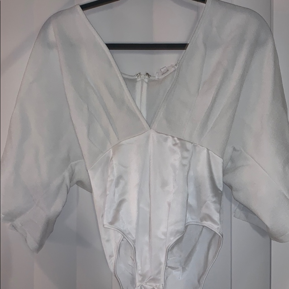 Cream V Neck Bodysuit